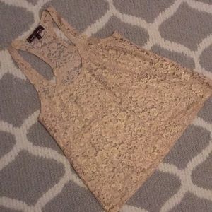 Gold RacerBack Lace Tank Top